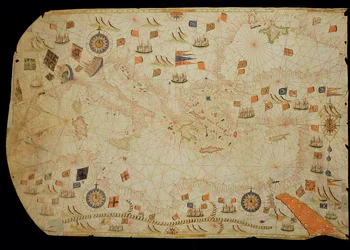 海図からの地中海盆地全体（ベラムのインク）